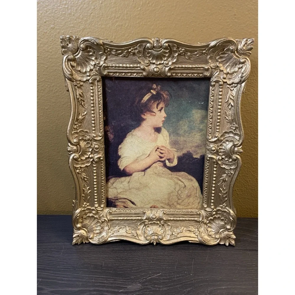 Vintage Burwood Ornate Gold Frame With Age of Innocence Print Reynolds 9
